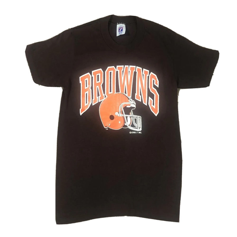 VTG Logo 7 Cleveland Browns Arch NFL T-Shirt Brown Youth Large 14-16 Made in USA